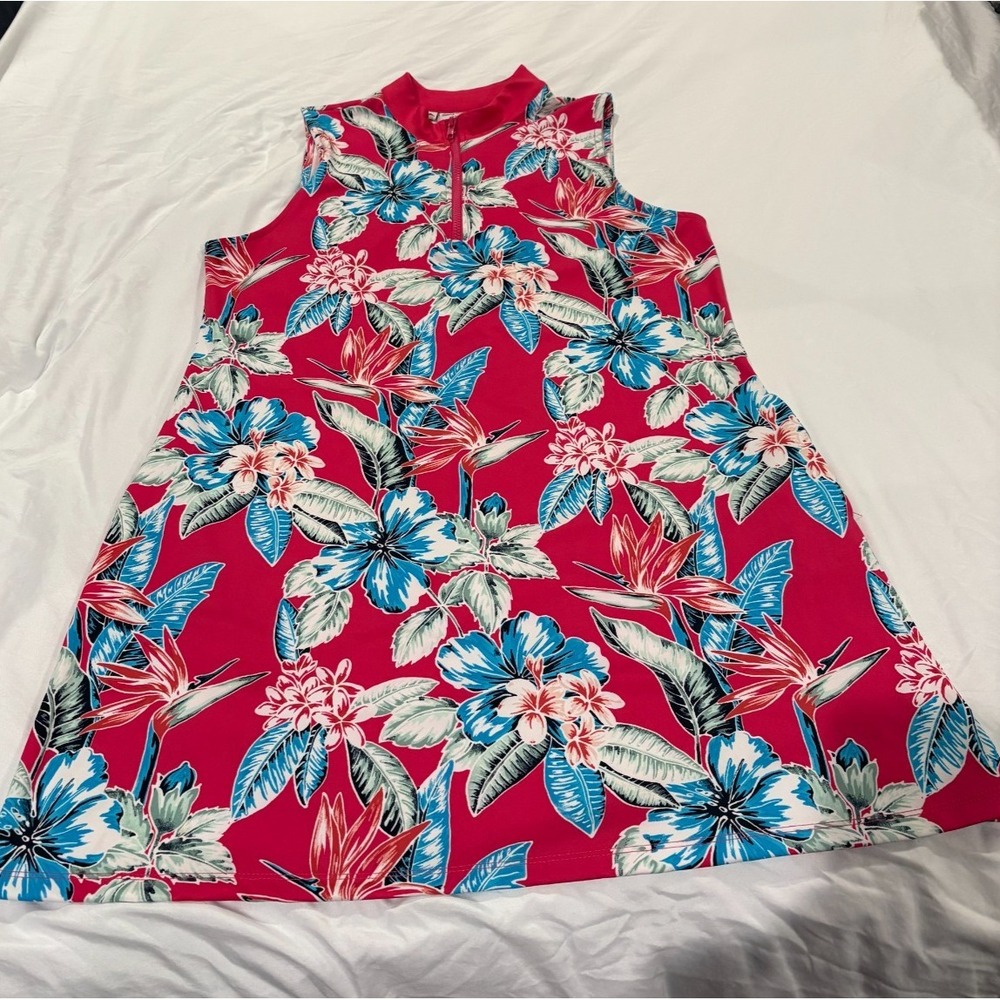 Sleeveless Floral A-Line Dress in Fuchsia Pink